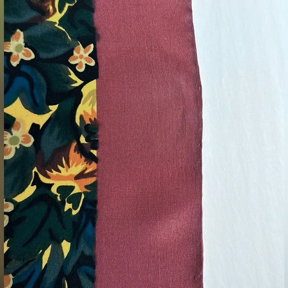 Tuscany Per Donna Silk Crepe Scarf Hand Rolled Mauve Taupe Floral